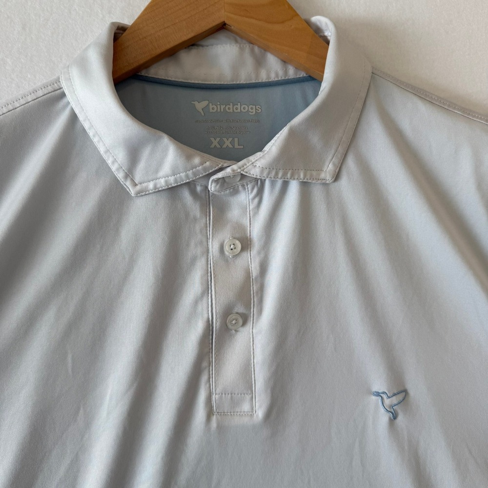 Birddogs Mens Performance Polo Shirt XXL Light Gray Short Sleeve Stretch Golf